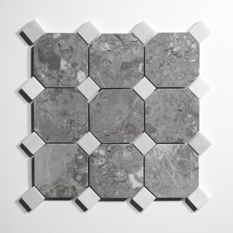 media image for Sage Gray Accent Glacier White Tile Sample 258