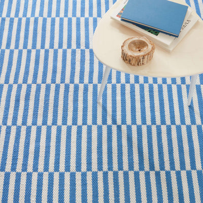 product image for Sailing Stripe French Blue Handwoven Indoor/Outdoor Rug 79