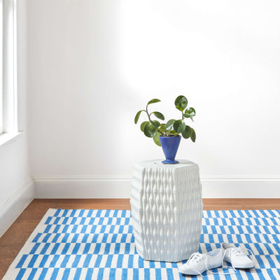 product image for Sailing Stripe French Blue Handwoven Indoor/Outdoor Rug 57