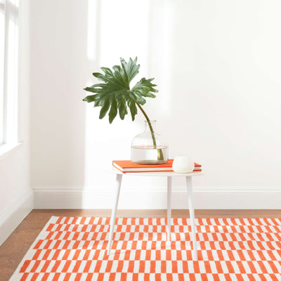 product image for Sailing Stripe Tangerine Handwoven Indoor/Outdoor Rug 74