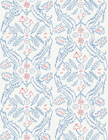 product image for Salad Days Wallpaper in Cream, Navy, and Red design by Thatcher Studio 52