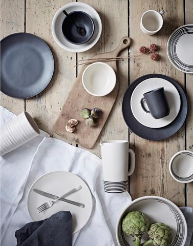 media image for Salamanca Dinner Plate in Black & White Stripe design by Canvas 228