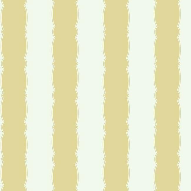 media image for Scalloped Stripe Wallpaper in Yellow from the Grandmillennial Collection by York Wallcoverings 275