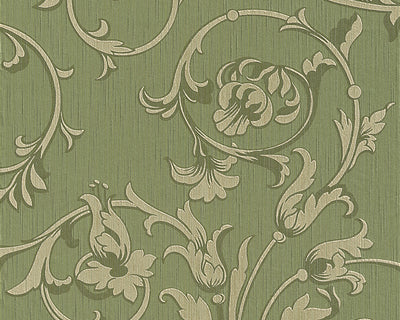 product image of Scroll Leaf and Ironwork Wallpaper in Green design by BD Wall 577
