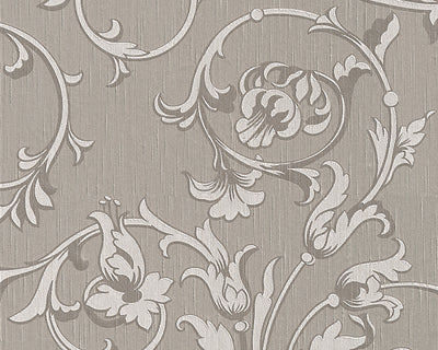 product image of Scroll Leaf and Ironwork Wallpaper in Grey and Neutrals design by BD Wall 590