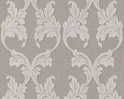 product image for Scrollwork Floral Curve Wallpaper in Grey and Beige design by BD Wall 26
