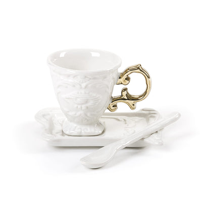 product image of I-Coffee Porcelain Coffee Mug Set w/ Gold Handle design by Seletti 546