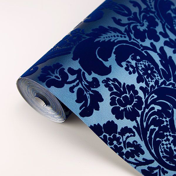 media image for Shadow Damask Wallpaper in Blue from the Moonlight Collection by Brewster Home Fashions 295