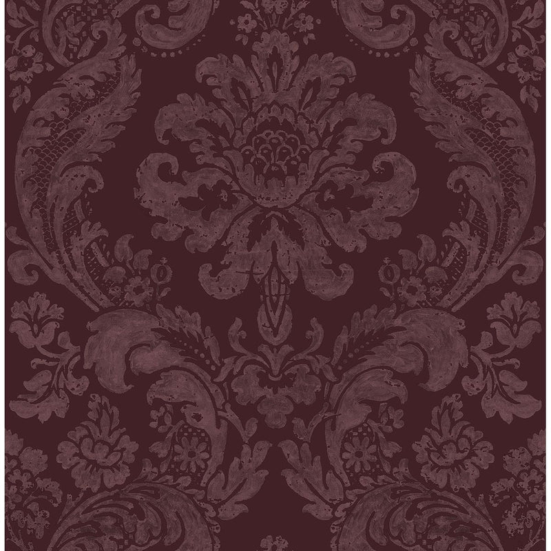 media image for Shadow Damask Wallpaper in Merlot from the Moonlight Collection by Brewster Home Fashions 278