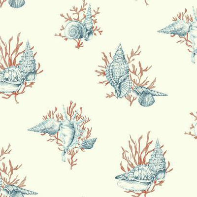 product image for Shell Toile Wallpaper in Blue and Orange by Ashford House for York Wallcoverings 87