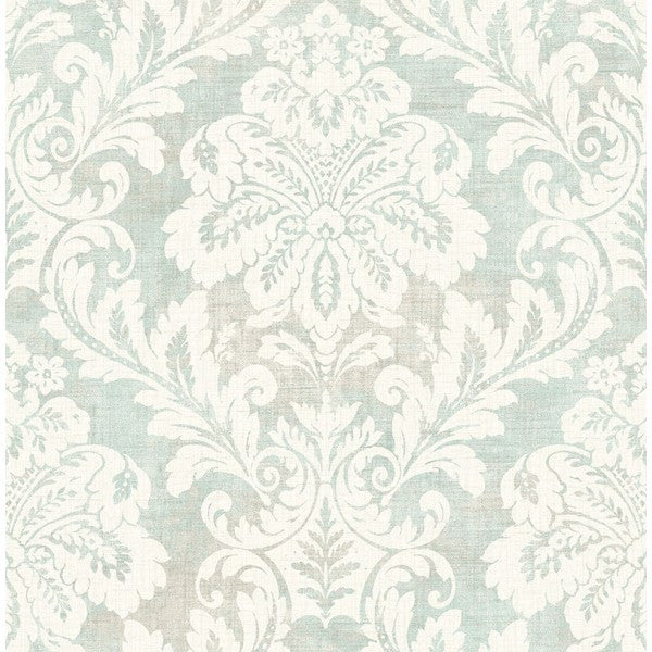 media image for Shimmer Damask Wallpaper in Soft Blue and Ivory by Seabrook Wallcoverings 283