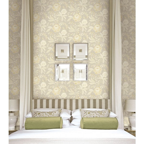 media image for Shimmer Floral Wallpaper in Grey and Gold by Seabrook Wallcoverings 232