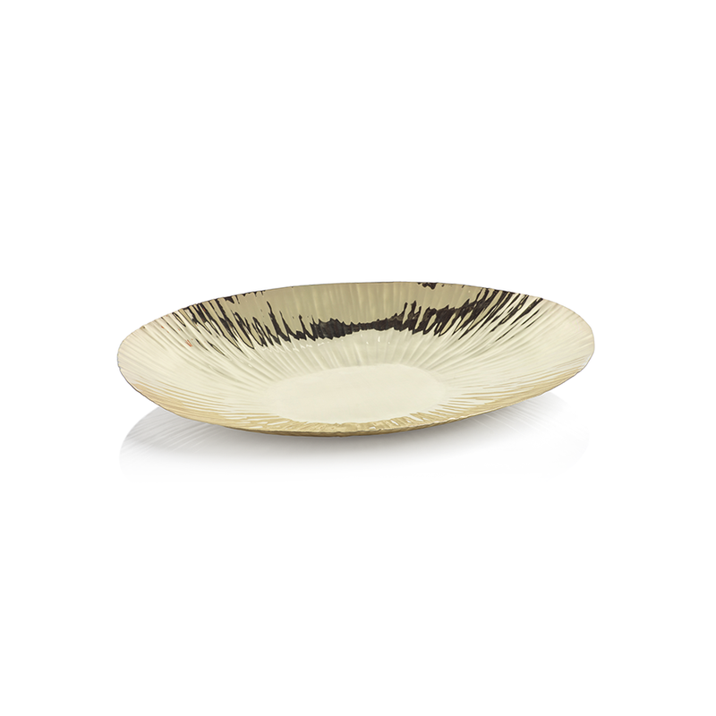 media image for Shiny Rippled Oval Gold Tray in Various Sizes 275