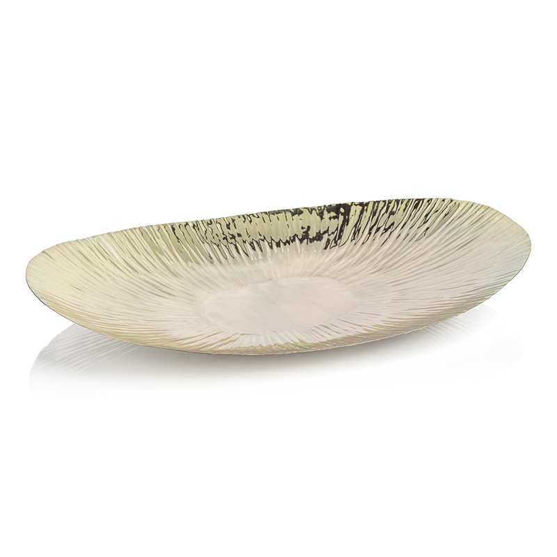 media image for Shiny Rippled Oval Gold Tray in Various Sizes 22