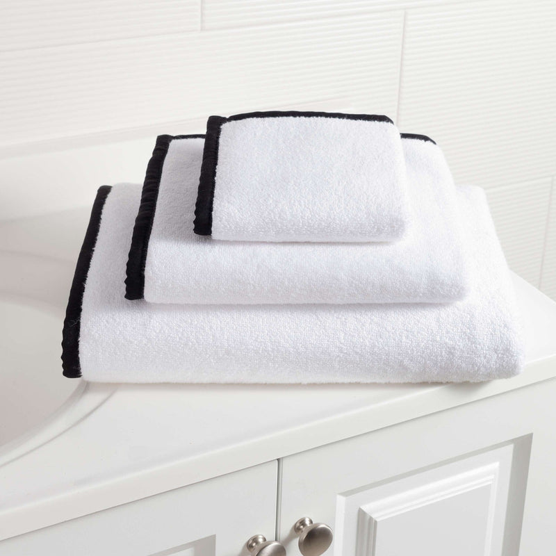 media image for signature banded white black towel by annie selke pc3145 bs 1 290