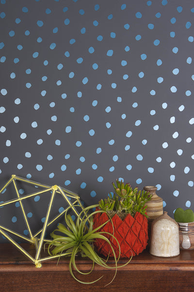 product image for Sisters of the Sun Wallpaper in Blue Velvet and Charcoal design by Thatcher Studio 22