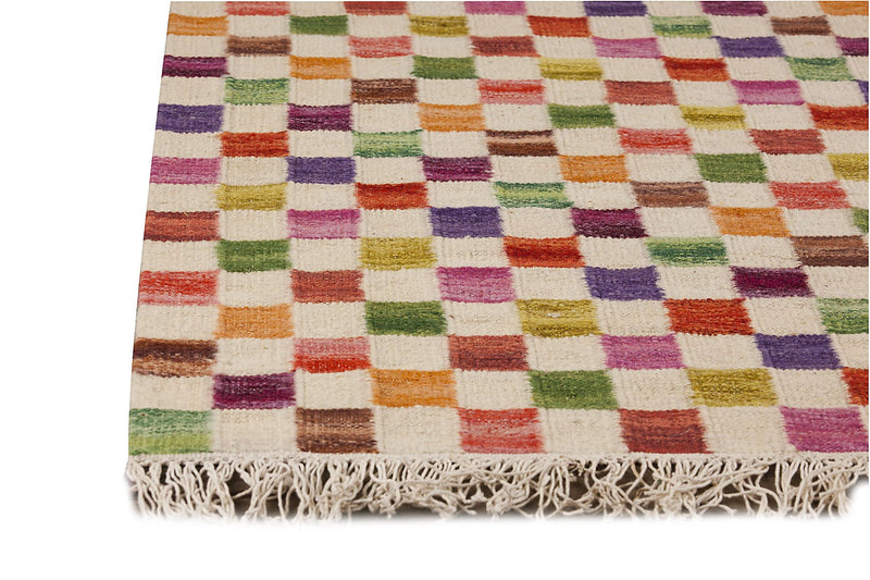 media image for Small Box Collection Hand Woven Wool Area Rug in White and Multi design by Mat the Basics 290