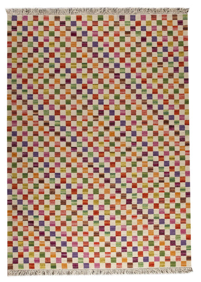 product image for Small Box Collection Hand Woven Wool Area Rug in White and Multi design by Mat the Basics 83