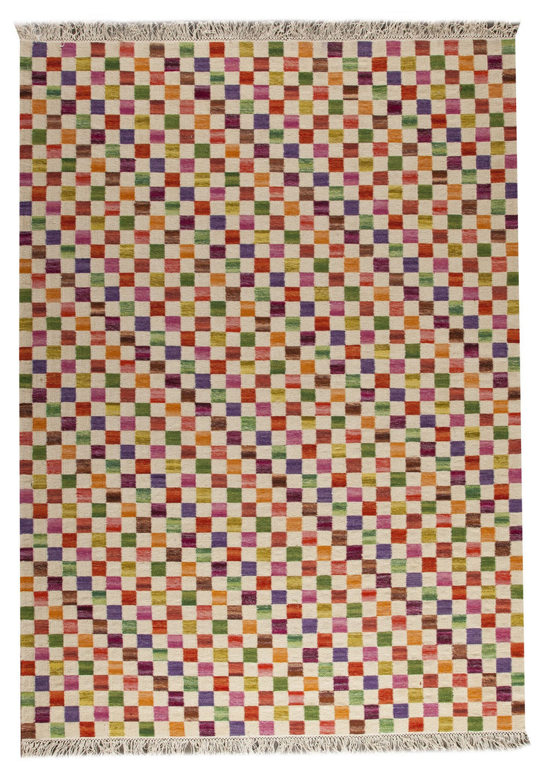 media image for Small Box Collection Hand Woven Wool Area Rug in White and Multi design by Mat the Basics 235