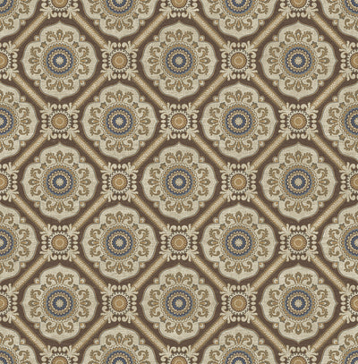 product image of Small Floral Tile Wallpaper in Brown from the Caspia Collection by Wallquest 564