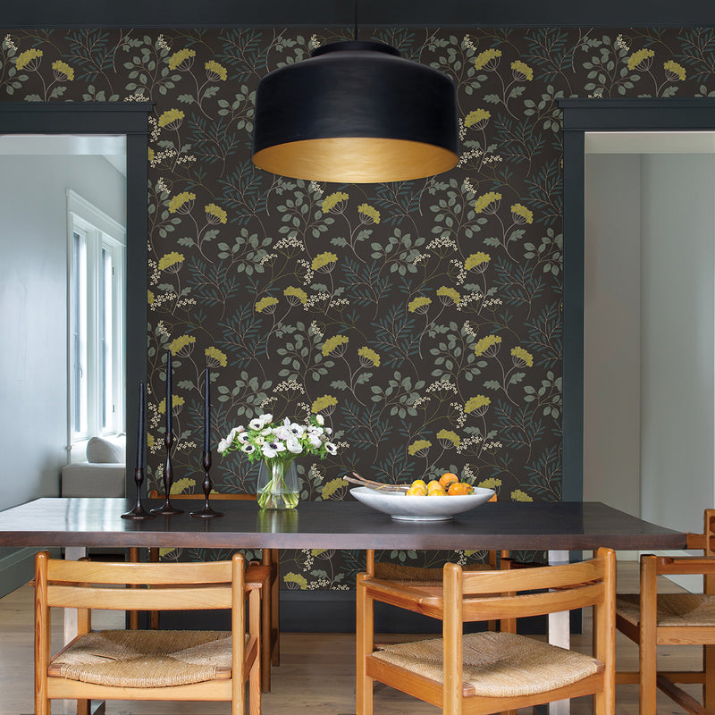 media image for Sorrel Black Botanical Wallpaper from the Scott Living II Collection by Brewster Home Fashions 23