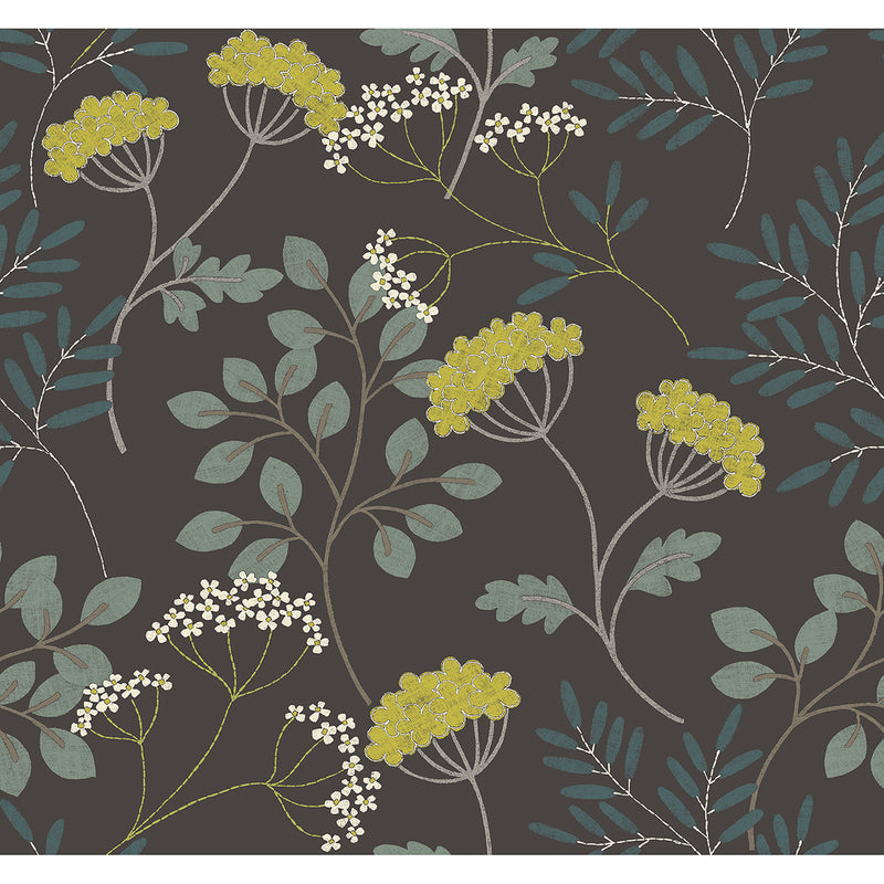 media image for Sorrel Black Botanical Wallpaper from the Scott Living II Collection by Brewster Home Fashions 289