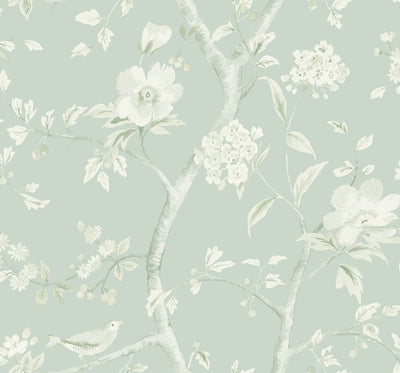 product image of Southport Floral Trail Wallpaper in Seaglass and Ivory from the Luxe Retreat Collection by Seabrook Wallcoverings 599