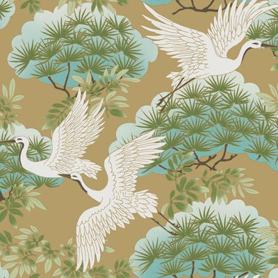 product image of Sprig & Heron Wallpaper in Gold from the Tea Garden Collection by Ronald Redding for York Wallcoverings 57