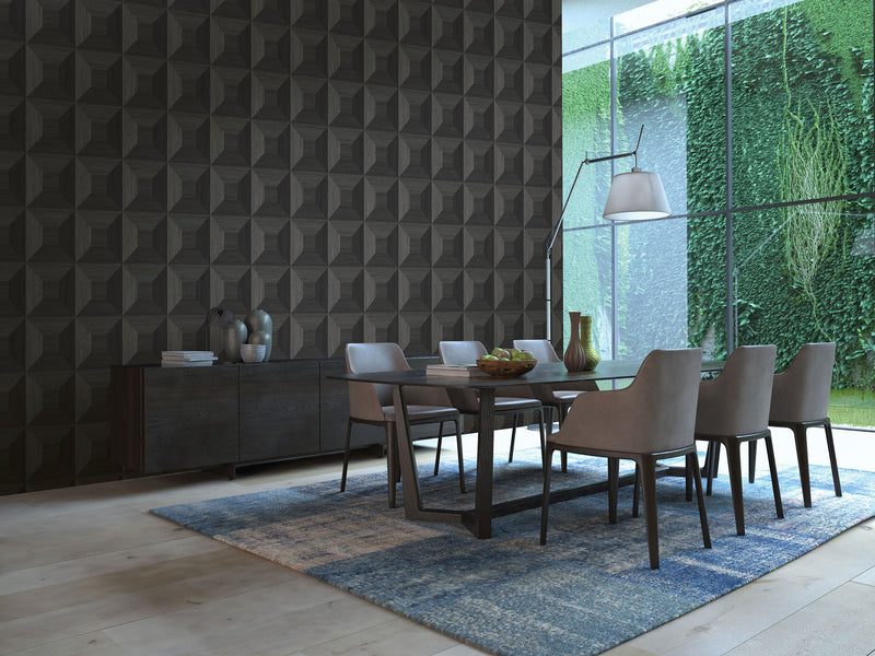 media image for Squared Away Geometric Wallpaper in Ebony from the More Textures Collection by Seabrook Wallcoverings 232