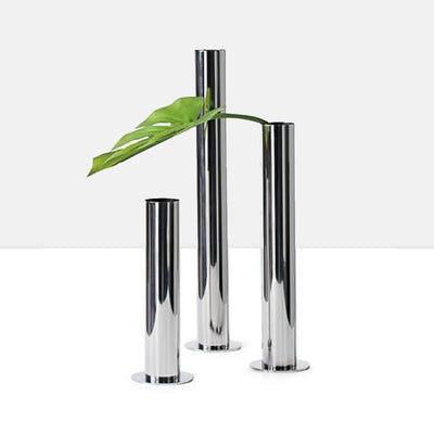 product image of stainless steel pipe vase set of three in silver design by torre tagus 1 511