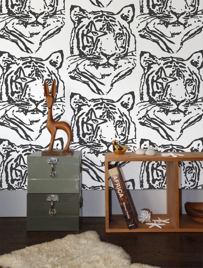 media image for Star Tiger Wallpaper in Charcoal design by Aimee Wilder 282