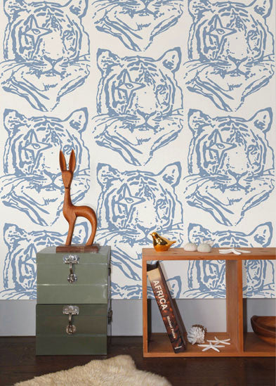 product image for Star Tiger Wallpaper in Denim design by Aimee Wilder 75