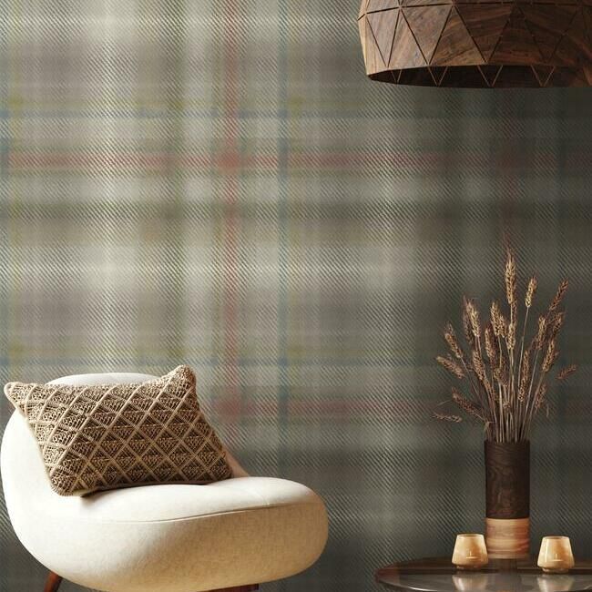 media image for Sterling Plaid Wallpaper in Neutral from the Traveler Collection by Ronald Redding 21
