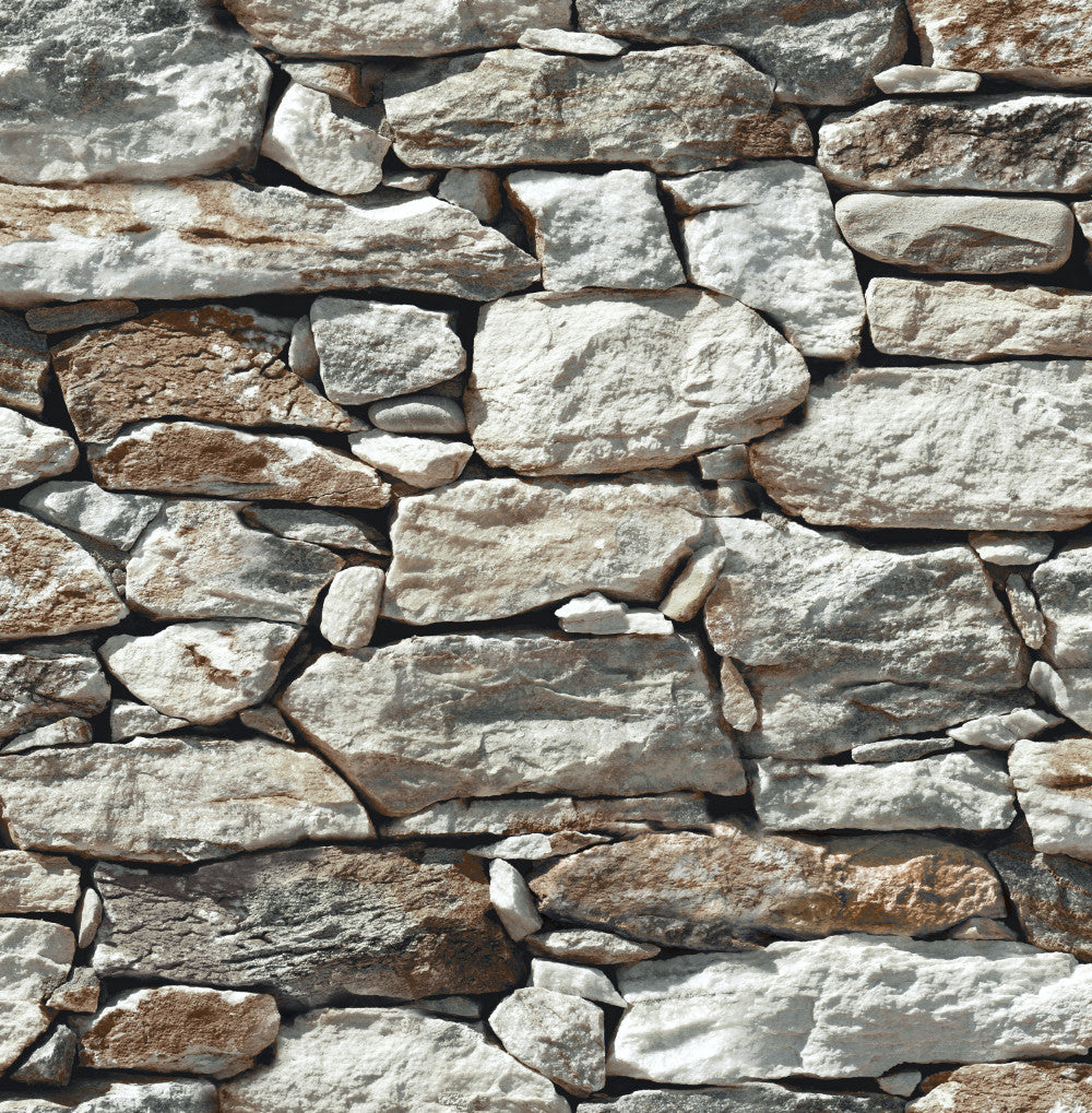 Sample Stone Wall Peel-and-Stick Wallpaper in Grey