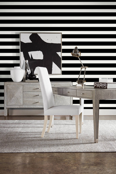 product image for Stripes Peel-and-Stick Wallpaper in Black and White from the Luxe Haven Collection by Lillian August 25