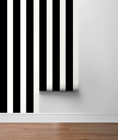 product image for Stripes Peel-and-Stick Wallpaper in Black and White from the Luxe Haven Collection by Lillian August 41