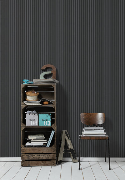 product image for Stripes Wallpaper in Black design by BD Wall 96