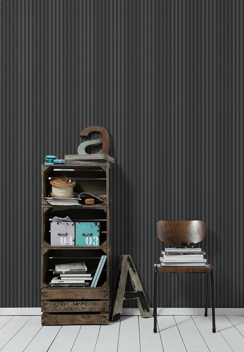 media image for Stripes Wallpaper in Black design by BD Wall 290