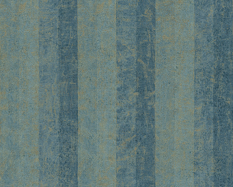 media image for Stripes Wallpaper in Blue and Metallic design by BD Wall 283