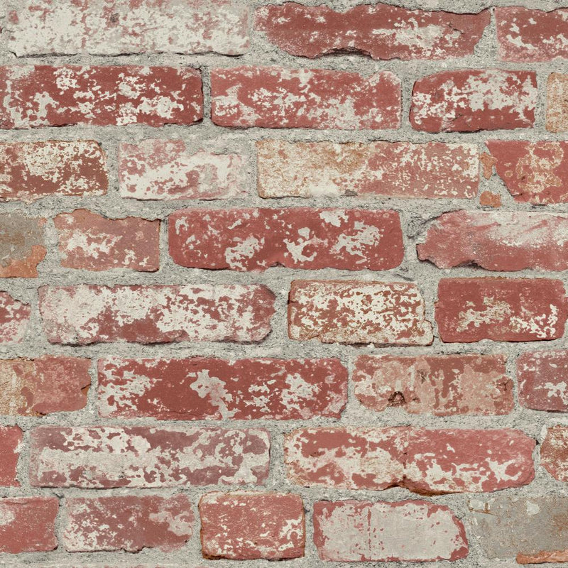 media image for Stuccoed Brick Peel & Stick Wallpaper in Dark Red by RoomMates for York Wallcoverings 290