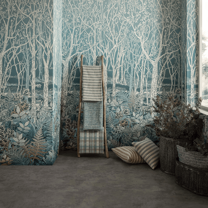 media image for Sylvania Wall Mural in Mint and Teal from the Mansfield Park Collection by Osborne & Little 220