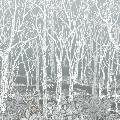product image of Sylvania Wall Mural in Silver from the Mansfield Park Collection by Osborne & Little 54