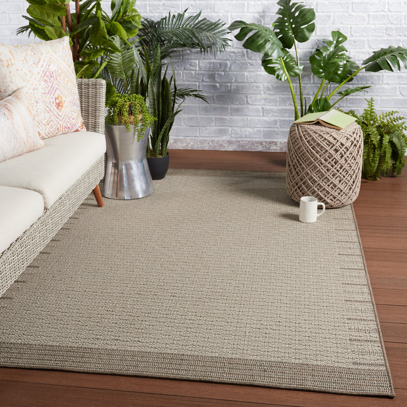 media image for Poerava Indoor/Outdoor Border Grey & Taupe Rug by Jaipur Living 242