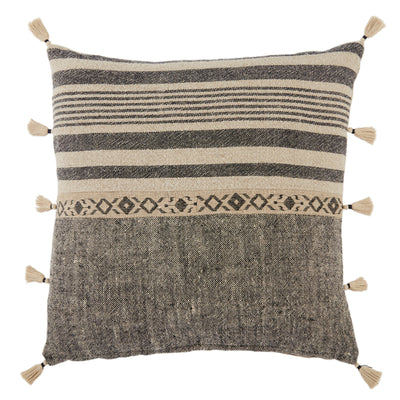 product image of Ikal Stripes Pillow in Beige & Dark Gray by Jaipur Living 535