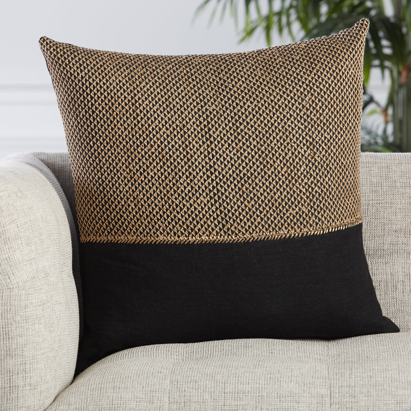media image for Sila Geometric Pillow in Light Tan & Black by Jaipur Living 297