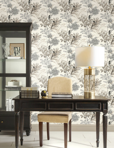 product image of Handpainted Songbird Wallpaper in Grey from the Handpainted Traditionals Collection by York Wallcoverings 535