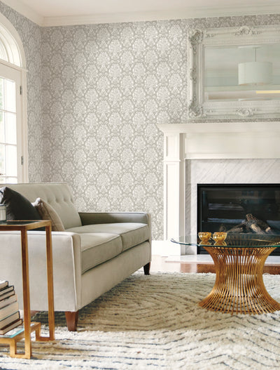 product image for Block Print Damask Wallpaper in Grey from the Handpainted Traditionals Collection by York Wallcoverings 69