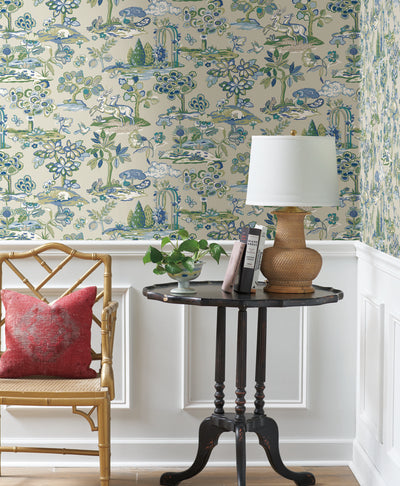 product image for Kingswood Wallpaper in Blue/Green from the Handpainted Traditionals Collection by York Wallcoverings 75