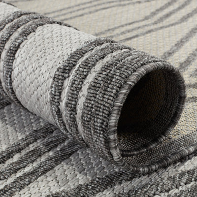 product image for Tajiri Adana Indoor/Outdoor Dark Gray & Silver Rug by Nikki Chu 5 76