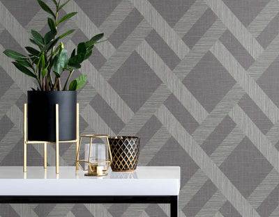 product image for Linen Trellis Ash Wallpaper from the Even More Textures Collection by Seabrook 66